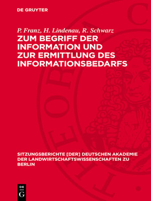 cover image of Zum Begriff der Information und zur Ermittlung des Informationsbedarfs